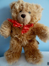 Keel Toys Light Brown Teddy Bear Soft Toy Plush Red Bow 13 in 34 cm