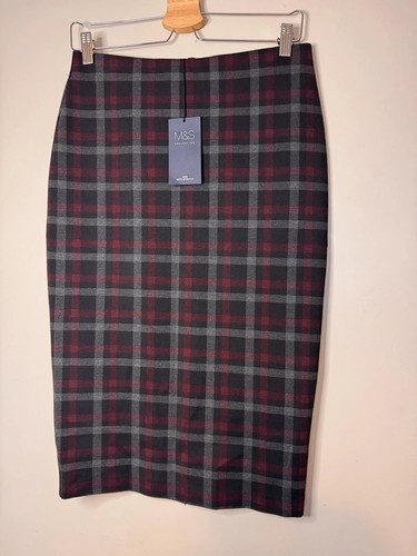 Check stretch pencil skirt - m&s,