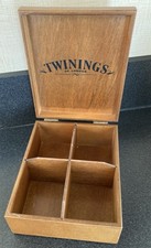 Twinings Tea Dark Wooden Teabag Storage Compartment Section Box Caddy Empty Gift