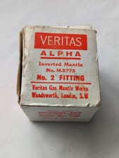 Vintage Veritas Alpha inverted gas mantle no. M.3773 no. 2 fitting caravan