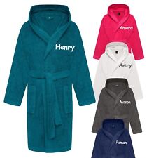 Personalised Boys & Girls Hooded Bathrobe Towelling Bath Robe Children Kids Gift