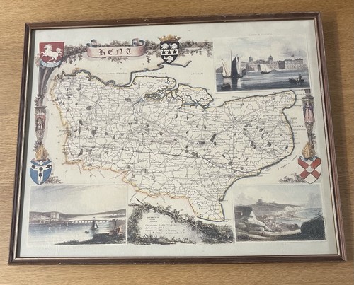 Vintage framed kent county map - kent,