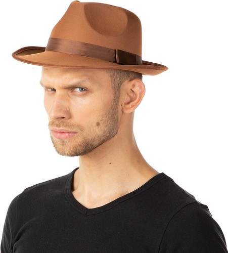 Brown trilby hat indiana - brown, jones