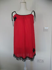 VTG 1960'S 2 LAYER RED ULTRA SHEER NYLON&LACE SHORT BABY DOLL NIGHTDRESS VGC