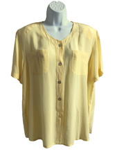 Peter Hahn Carat Collection vintage yellow silk blouse size 16 PIT-PIT 22"