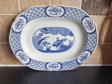 Old Chelsea, Blue And White Oval Meat Serving Platter 