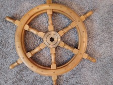 Wooden Ships Wheel W/Brass
