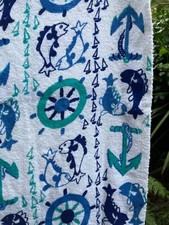Vintage 1950s / 1960s Terry Towlen seaside / fish / boat curtain / fabric