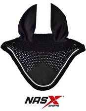 Horse Breathable Ear Bonnet Net Mask Hood Crochet Fly Veil Cotton Double Piping