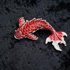 Large Red Koi Carp Fish Brooch