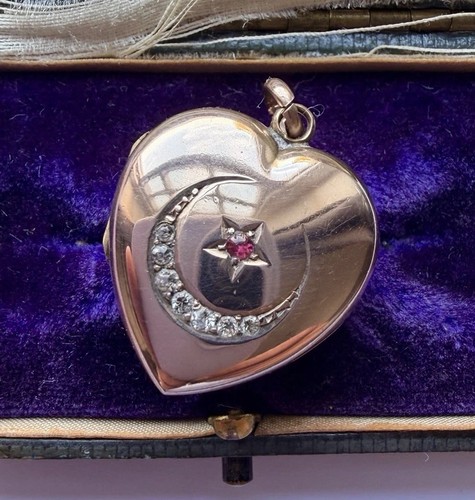 Antique 9ct rose gold heart - antique,