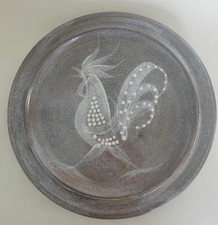 Vintage William Fishley Holland Studio Pottery Stylised Cockerel Plate 21cm