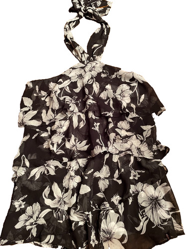 Whbm black ruffled grey - whbm, black,