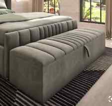 Large Plush Velvet Upholstered Ottoman Bench with Storage Blanket Box