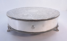 Silver plated wedding cake stand -Embossed with the Logo Grosvenor Hotel