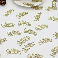 MERRY CHRISTMAS Confetti Glitter Wedding Decorations Gold UK