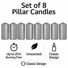 Pack of 8 Pillar Candles 10 x
