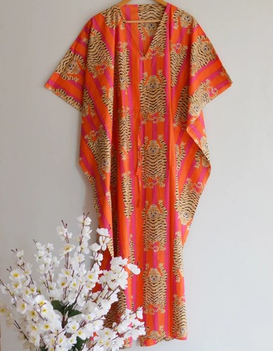Indian orange kimono kaftans - kimono,