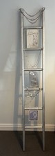 Decorative 6ft Wooden Ladder / Towel Rack / Display, Silver Painted, Shabby Chic