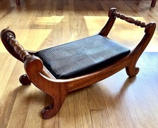 Vintage Wood Footstool Brown