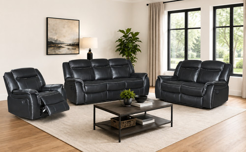 Black leather gel recliner - black,