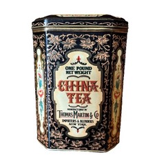 Vintage Thomas Martin & Co Daher England metal hinged tea tin box VG Condition