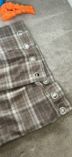 Next Grey Cosy Check Woven Eyelet Fully  Lined Curtains 53"x54" (135x137 CM)