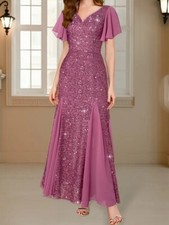 Purple Sequin elegant maxi dress for evening wear, formal occasions, prom, party