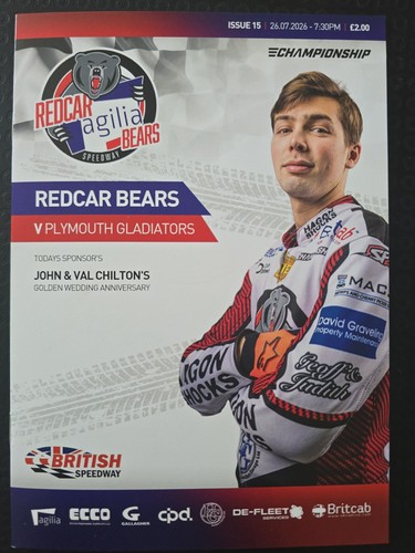 Speedway programme redcar - redcar, vs
