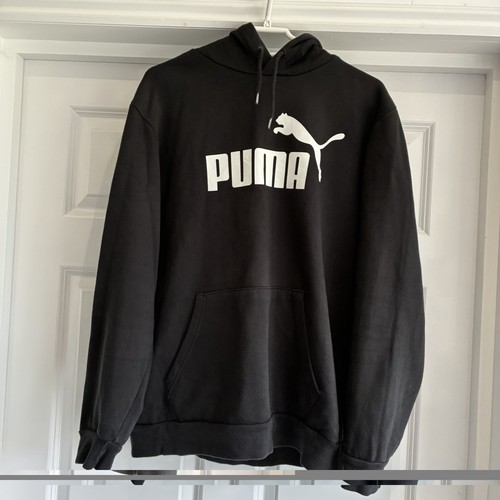 Puma black logo hoodie - black,