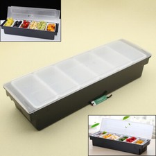 6 Compartment Condiment Dispenser Bar Fruit Caddy Garnish Tray
