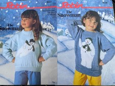 2 x The Snowman Knitting Patterns Sweaters Robin R227 & R228 22-30" in DK
