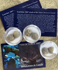 Pistol Balls from 1667 Santo Christo de Castello Shipwreck - Lead Musket Shot