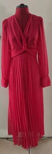 Zara red fuchsia pleated midi - zara,
