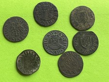 17th Century Token Tavern Grocer Farthing Coin Set Rare Pubs Trade Cannon