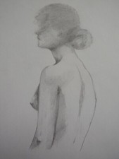 Pencil drawing female nude