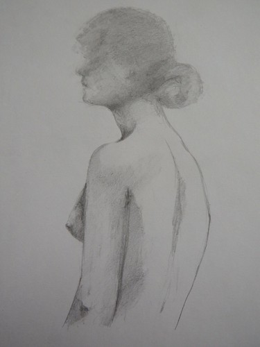Pencil drawing female nude
