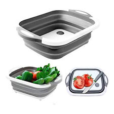 Collapsible Washing Up Bowl Chopping Cutting Board Foldable Kitchen Camping 3IN1