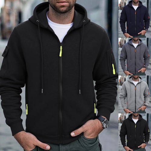 Mens fleece full - up, hooded
