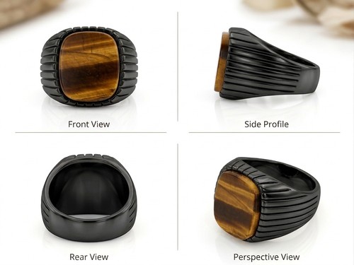 Men black tone signet - men's, black-tone