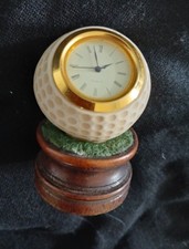 Vintage Golf Ball on wooden Tee Desk Clock
