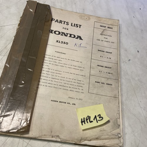 Honda xl250 parts list - xl250,