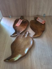 3 X Teak Wood Leaf Shaped