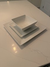 White Square Crockery Dinnerware Serving Set