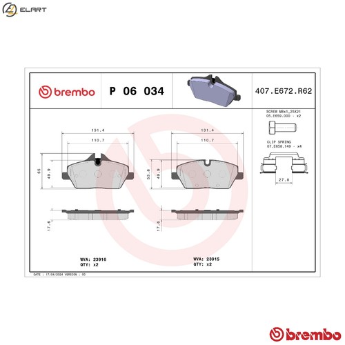 Brake pad set - pad,