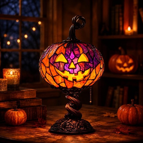 Halloween stained pumpkin - halloween,
