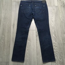 Lee Jeans Womens W34 L30 Blue Lynn Narrow Slim Straight Denim Zip Fly 