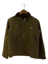 Vintage US Navy Deck Jacket 36 Khaki Cotton N-1, Used Condition