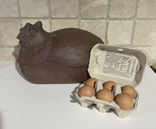 Vintage terracotta chicken egg - terracotta,