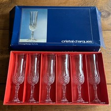 Vintage Cristal D’Arques 24% Lead Crystal Longchamp 14.5cl Stem Glasses 6 Boxed
